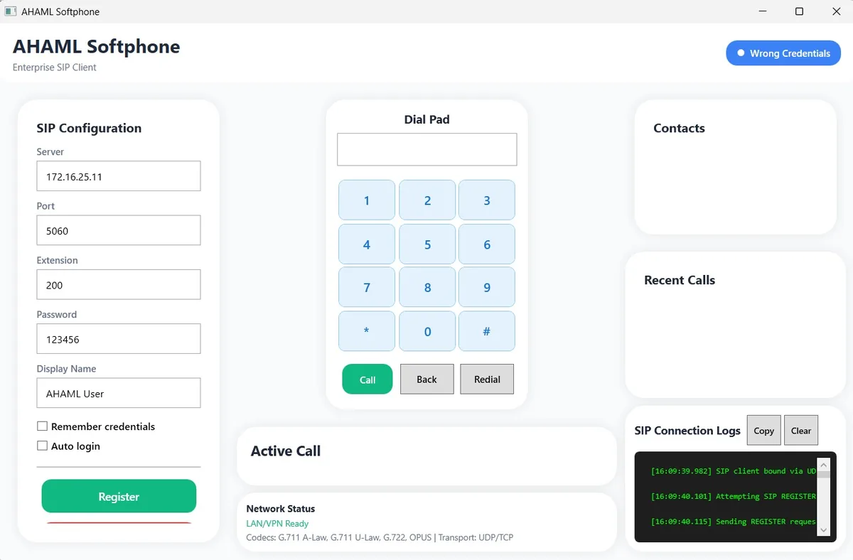 Enterprise Softphone Solution desktop application